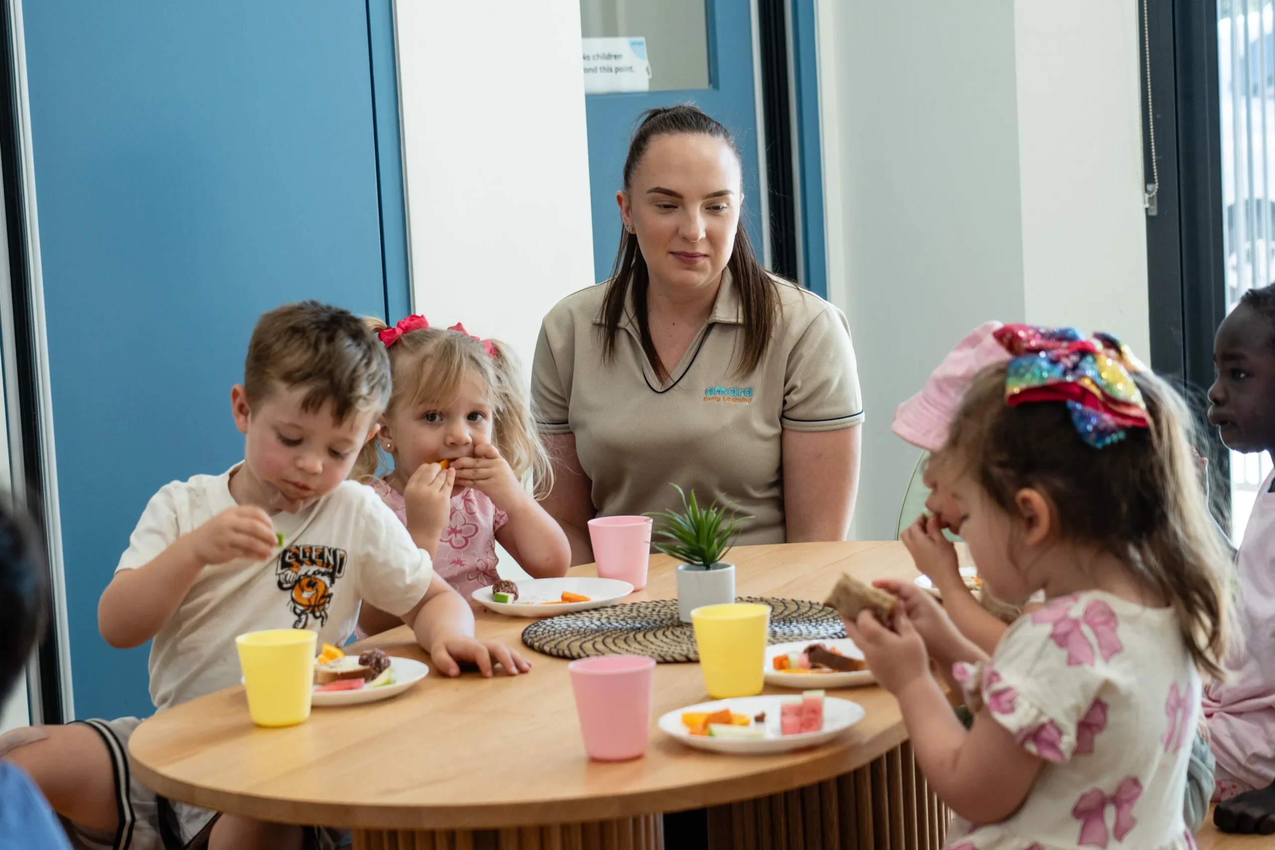 Educator supervising children