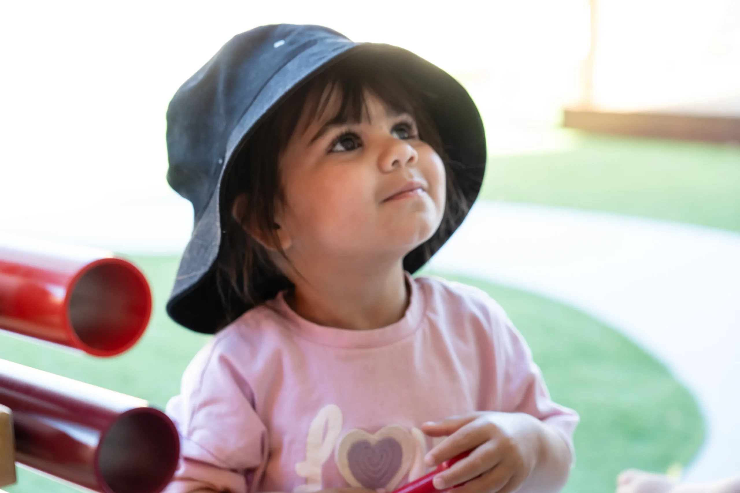 A child lookiing happy and safe